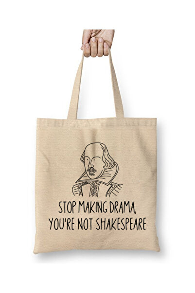 Toyaso توقف عن إحداث الدراما، أنت ليس شكسبير، حقيبة تسوق مضحكة ذات مقبض طويل، حقيبة تسوق للشاطئ