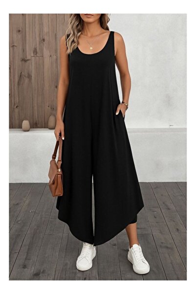 byasafkids Women's Strap Round Neck Pocket Casual Long Viscose Jumpsuit