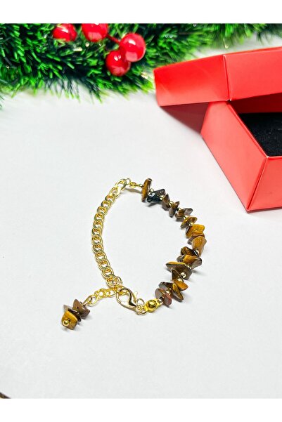 Agatella Tasarım Kaplangöz Stone and Steel Chain Design Bracelet – Adjustable...