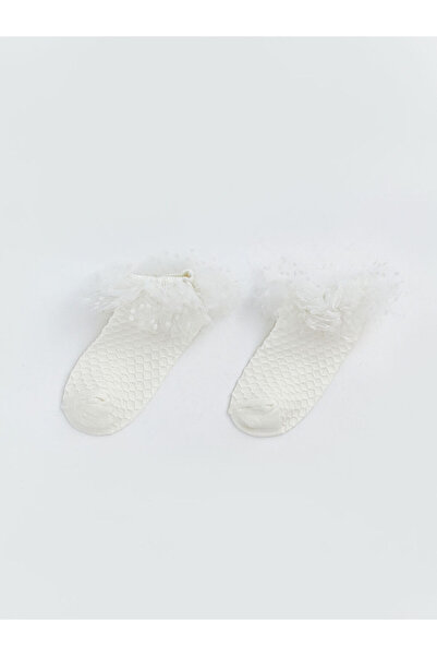LC Waikiki Rmz Gi̇yi̇m Farkiyla Lace Baby Girl Booties Socks 2-Piece Set