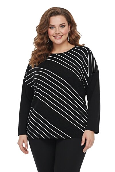 wearon tekstil Women's Black Crew Neck Stone Blouse Bgl-St05157