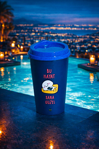 ValoriaHome Bu Hayat Sana Güzel Yazılı Kapaklı Termos Bardak | Isı Korumalı Kahve Kupası