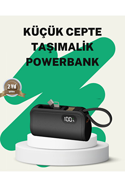 MKR 2000mAh Mini Powerbank Dahili Konektörlü PD 20W