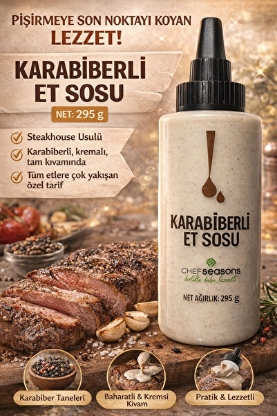 Chef Seasons Karabiberli Et Sosu 295 g – Et ve Izgara İçin Özel Sos