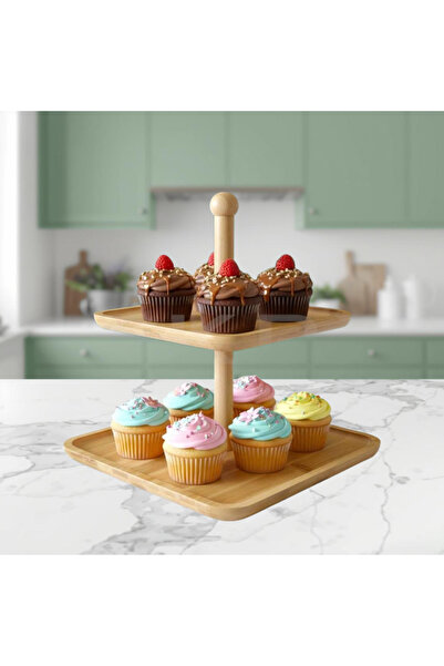 ViZKA 2 Katlı Bambu Sunumluk , MeyvalİK , Servis Tabağı Doğal Ahşap Şekerlik ...