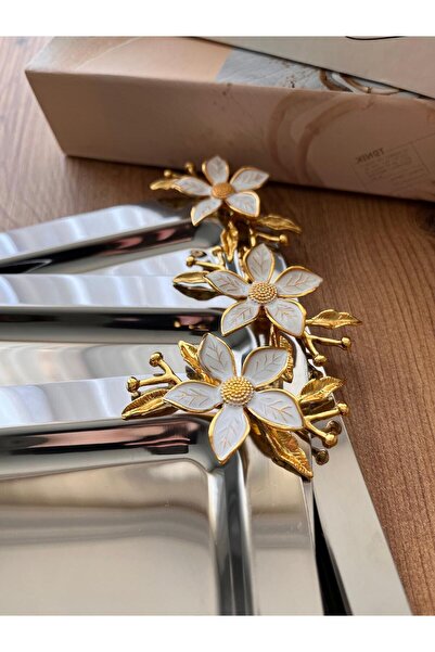 moontime alaçatı 6'lı Mineli Papatya Gümüş Tepsi, Kahve Sunumu İçin Şık Aksesuar