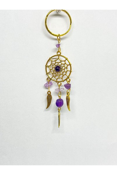 Agatella Tasarım Dream Catcher Amethyst Stone Keychain – Natural Stone – Stylish & Meaningful Gift