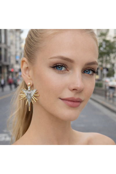 PaminBags Aksesuar Zircon Stone Angel Figured Earrings Lns0088