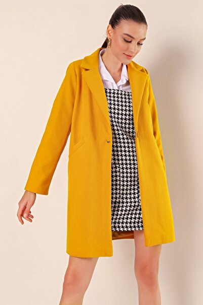 COjans 9085 Kaşe Coat - Yellow