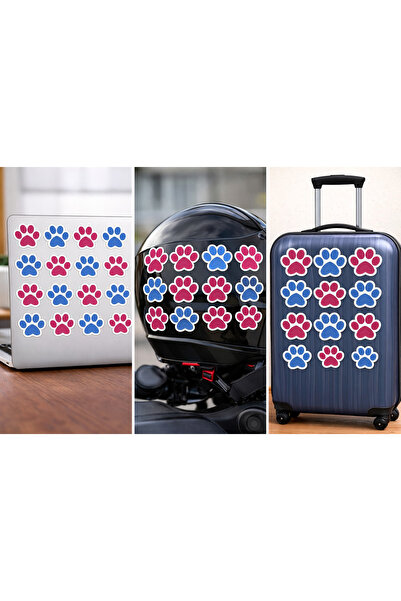 Limitless Design مجموعة ملصقات أقدام الحيوانات باللونين الوردي والأزرق مقاس 2...