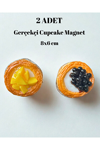 Home Gerçekçi Meyveli Cupcake Magnet Pasta Dekor (2 Adet)