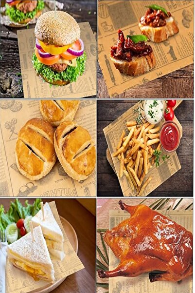 moontime alaçatı 50 Pieces Newspaper Patterned Self-Patterned Oil Paper Set