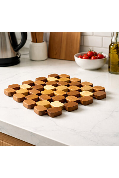 HZL HOME 15x15 Bambu Kare-Örgü Nihale Bambu Isıya Dayanıklı Çok Amaçlı Nihale