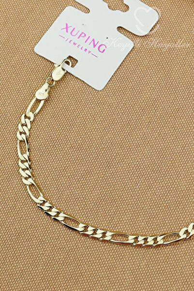 Keyifli Hayaller Xuping Bileklik - Vip Xuping 4mm Figaro Zincir 14K Gold Kararmaz Kuyumcu Model xuping Bileklik 19cm