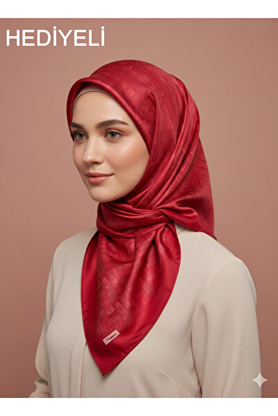 Picasso وشاح كريستالي أحمر بمظهر حريري – تصميم أنيق من التويل 90×90