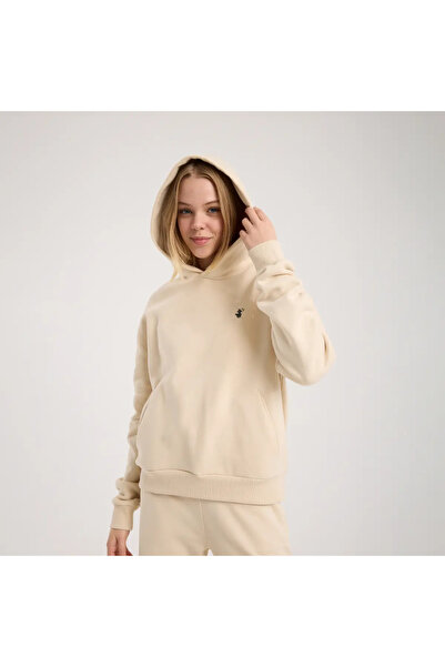 SAVE THE DUCK Kadın Kum Beji Kapüşonlu Sweatshirt-HOODY WOMA