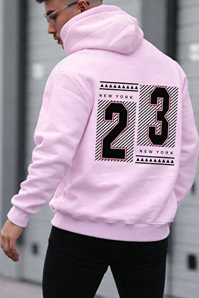 CLASSY.MODA Unisex 3 Thread K Hooded Kangaroo Pocket 23 B Printed O Oversized Street Sweatshirt