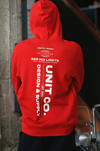 CLASSY.MODA Unisex 3 Thread K Hooded Kangaroo Pocket Lettering B Printed O Oversized Street Sweatshirt