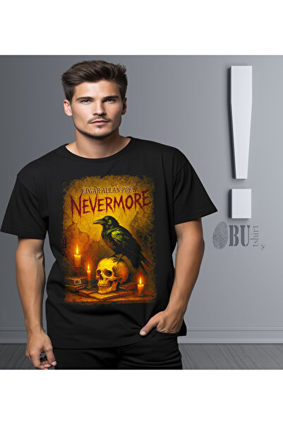 BUTSHIRT BU Tişört 'Edgar Allan Poe's - Nevermore - The Raven' Unisex Tişört