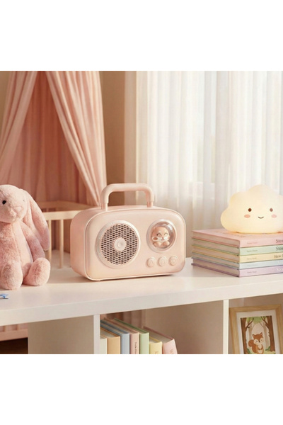 MericLine Sevimli Tasarımlı Taşınabilir Radyolu Bluetooth Hoparlör Pembe