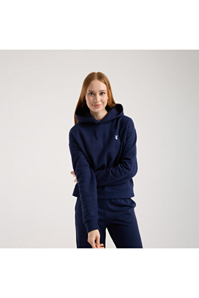 SAVE THE DUCK Kadın Lacivert Kapüşonlu Sweatshirt-HOODY WOMA