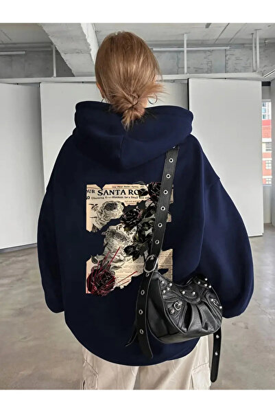 Marwah collection Kadın santa baskılı sweatshırt 3iplik kaliteli kumaş oversize