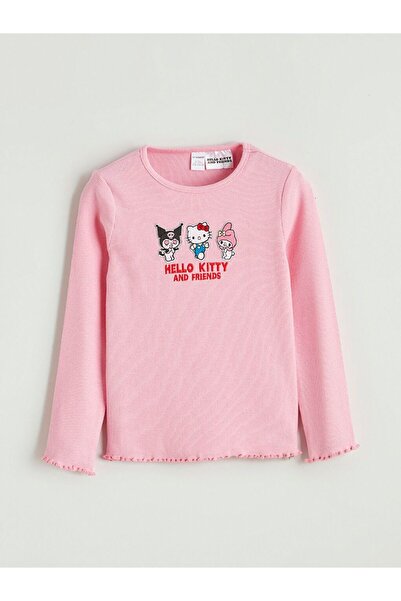 LC Waikiki Tricou pentru fetiță cu broderie Hello Kitty LCW baby guler rotund