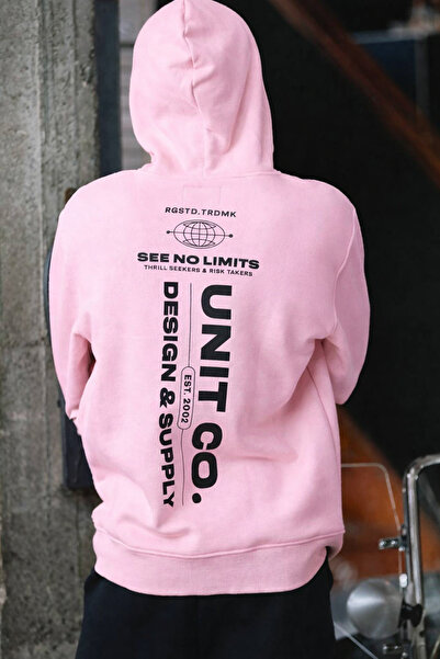 CLASSY.MODA Unisex 3 Thread K Hooded Kangaroo Pocket Lettering B Printed O Oversized Street Sweatshirt