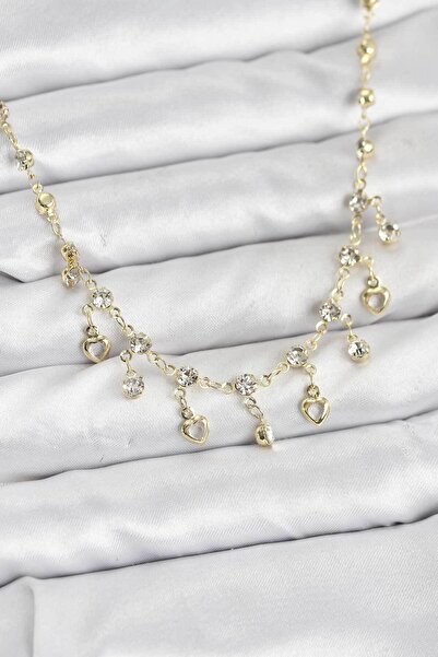 Skygo قلادة نسائية من الفولاذ 316L بلون ذهبي مع حجر الزركون - TJ-BKO10785