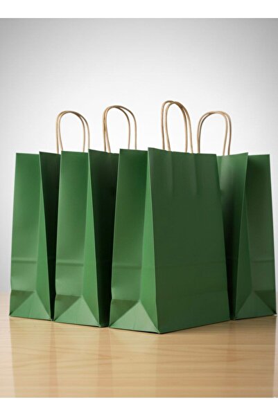 e Erta Yeşil Renkli Kraft Çanta 25x31 Cm -25 Adet- Hediye Poşeti , Hediye Pak...