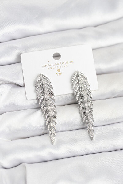 Skygo Brass Silver Color Herringbone Model Zircon Stone Women's Earrings - Tj...