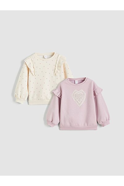 LC Waikiki Lcw Kids Crew Neck Printed Girls' Sweatshirt 2-Pack