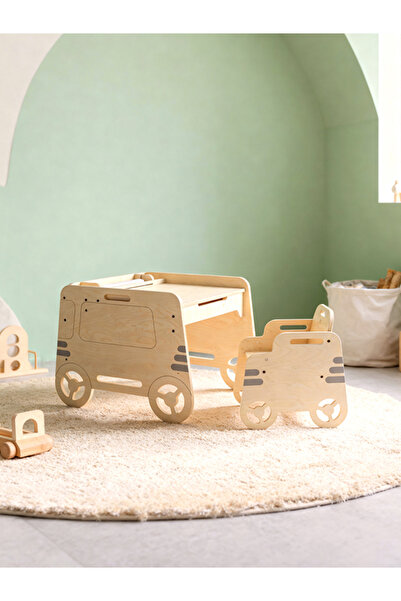 Umi Ahşap Çocuk Aktivite Seti Montessori 1 Masa + 1 Sandalye