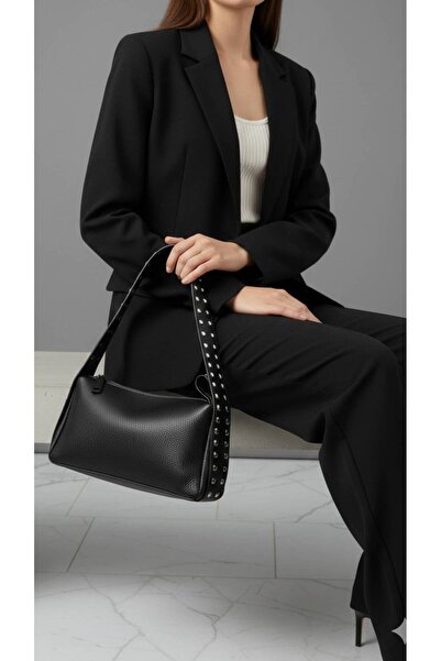 KIRASE New Leather Studded Style Model Hand and Shoulder Bag Width 32 cm Length 20