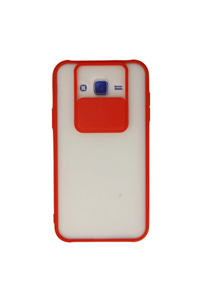 VINTESSY حافظة سامسونج جالاكسي J7 من السيليكون المنزلق لكاميرا النخيل - أحمر