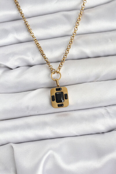 Skygo قلادة نسائية من الفولاذ 316L بلون ذهبي طراز عتيق - TJ-BKO10687