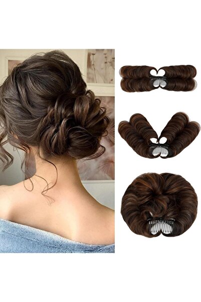 Arabest Messy Bun Hair Piece, 360°Adjustable Versatile, Synthetic Wavy Side Comb Clip, Hair Bun Tousled Upd