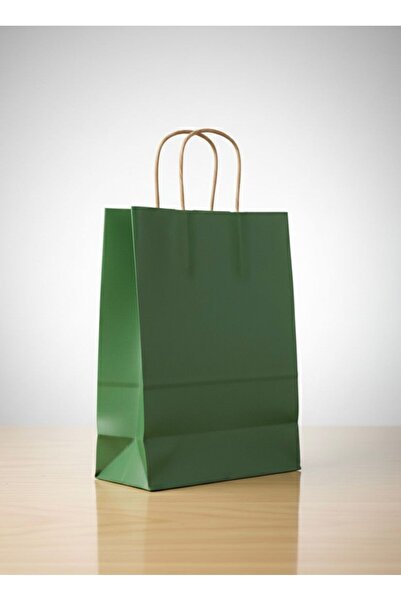 e Erta Yeşil Renkli Kraft Çanta 25x31 Cm -15 Adet- Hediye Poşeti , Hediye Pak...