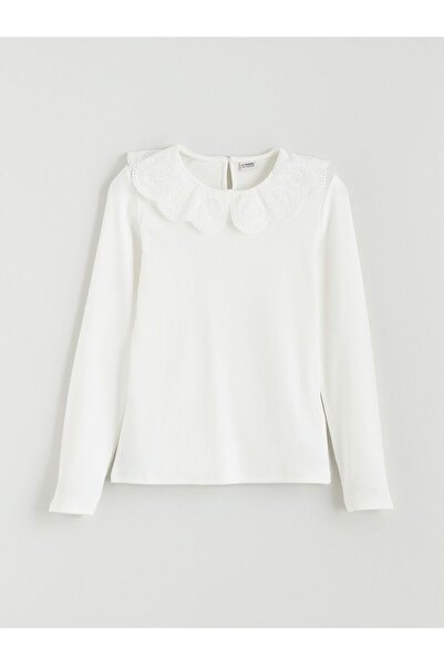 LC Waikiki Tricou pentru fete LCW Kids guler tip Peter Pan Fisto Detailed