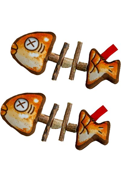 Arabest 2-Pack Wooden ,Interactive Kitten Chew Toys with Simulated Bones, Durable Pet Dental Toys