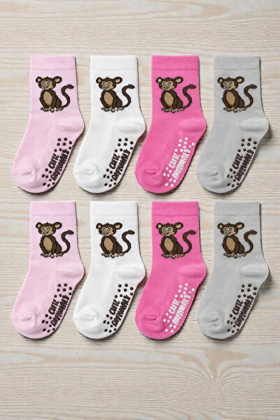 tibo 8 чифта детски чорапи с ABS противоплъзгащо покритие и мотив на маймуни