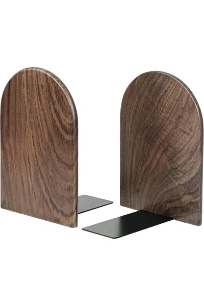 Arabest Triangle Bookshelf Bookends, Extra Heavy Duty Wooden Bookends for Heavy Books, Creative Decorative