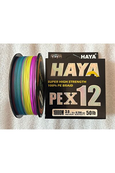 Haya PEX12 12 Katlı Örgü İp Misina - 1000 Metre 0.296mm 50lb Multicolor