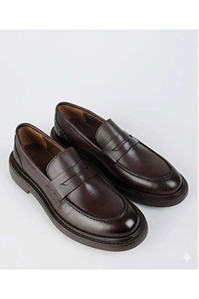 VARNAS Men's Brown Genuine Leather Loafer Shoes - Thunder