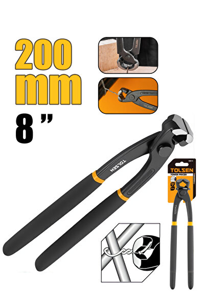 TOLSEN Tower Pincer CS Dipped Handle Black 200mm(8inch)