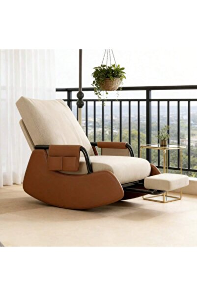 Tiokkss أريكة استرخاء مريحة قابلة للطي، كرسي هزاز مع مسند ظهر قابل للتعديل وج...