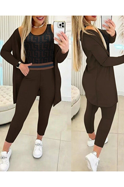 nedo7 Women's Long Sleeve Crepe Triple Set