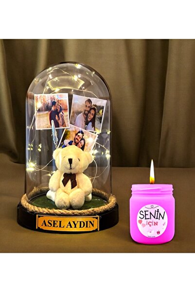 hediye arıları Yılbaşı Hediyesi Kahve Ayıcık Buketi ve Renkli Led Işıklı Kard...