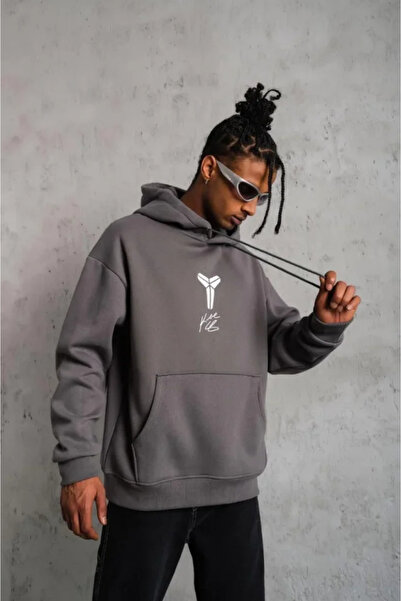 Generic Brand Men's Printed Hooded Sweat - Gray