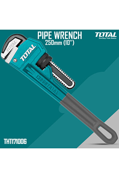 TOTAL Industrial Pipe Wrench 250mm (10 Inch) Heavy Duty Adjustable Grip Tool ...